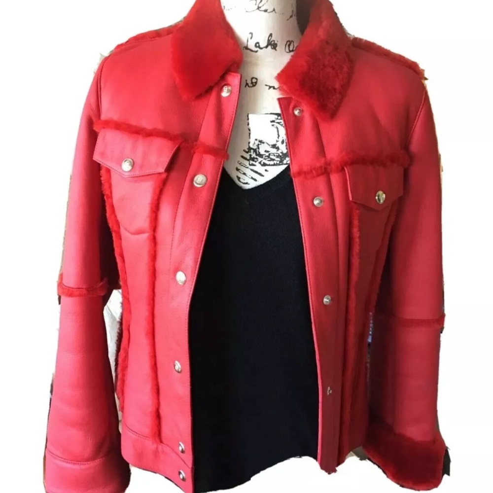 Escada Real Shearling Red Jacket - image 3